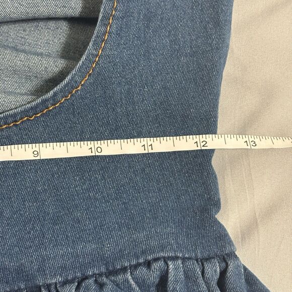 Backless Denim Mini Dress Sz S(4) by Shein Medium Wash Blue Ruched Stretch - Picture 7 of 10